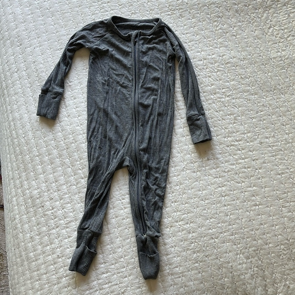 Little Sleepies Heather Charcoal Ribbed Zippy 6-12 Month